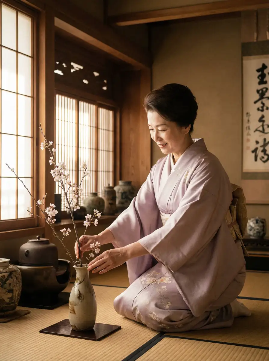 一位优雅的 李茂换太子免费观看 在和室中插花